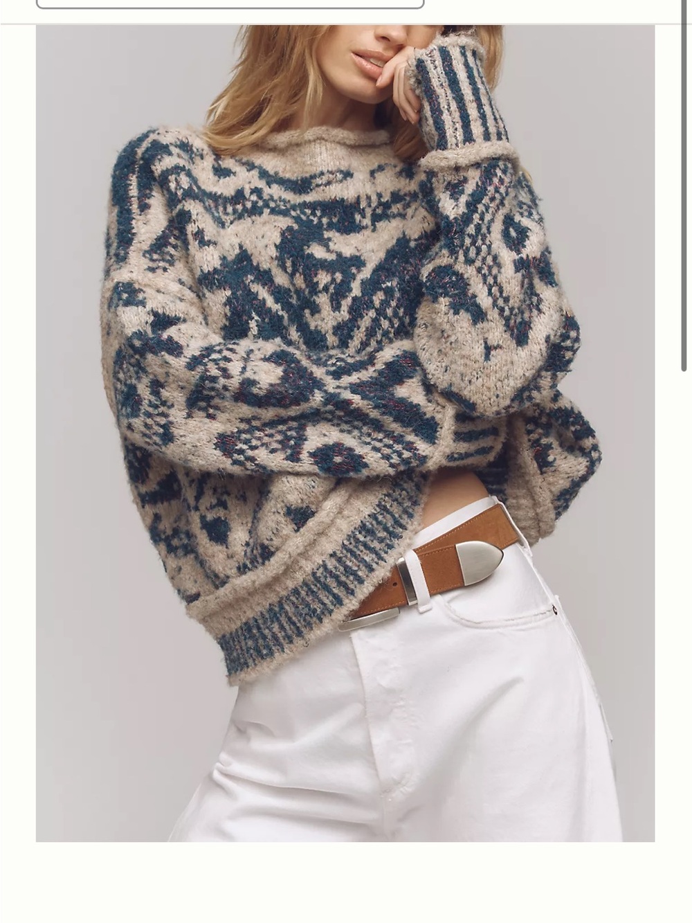 Pilcro Fair Isle Crewneck Sweater